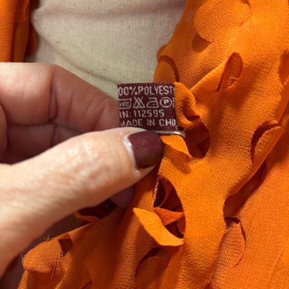 G by Guess Infinity Orange Scarf with Cutout Circles Punk Rock/ Grunge - Picture 4 of 5